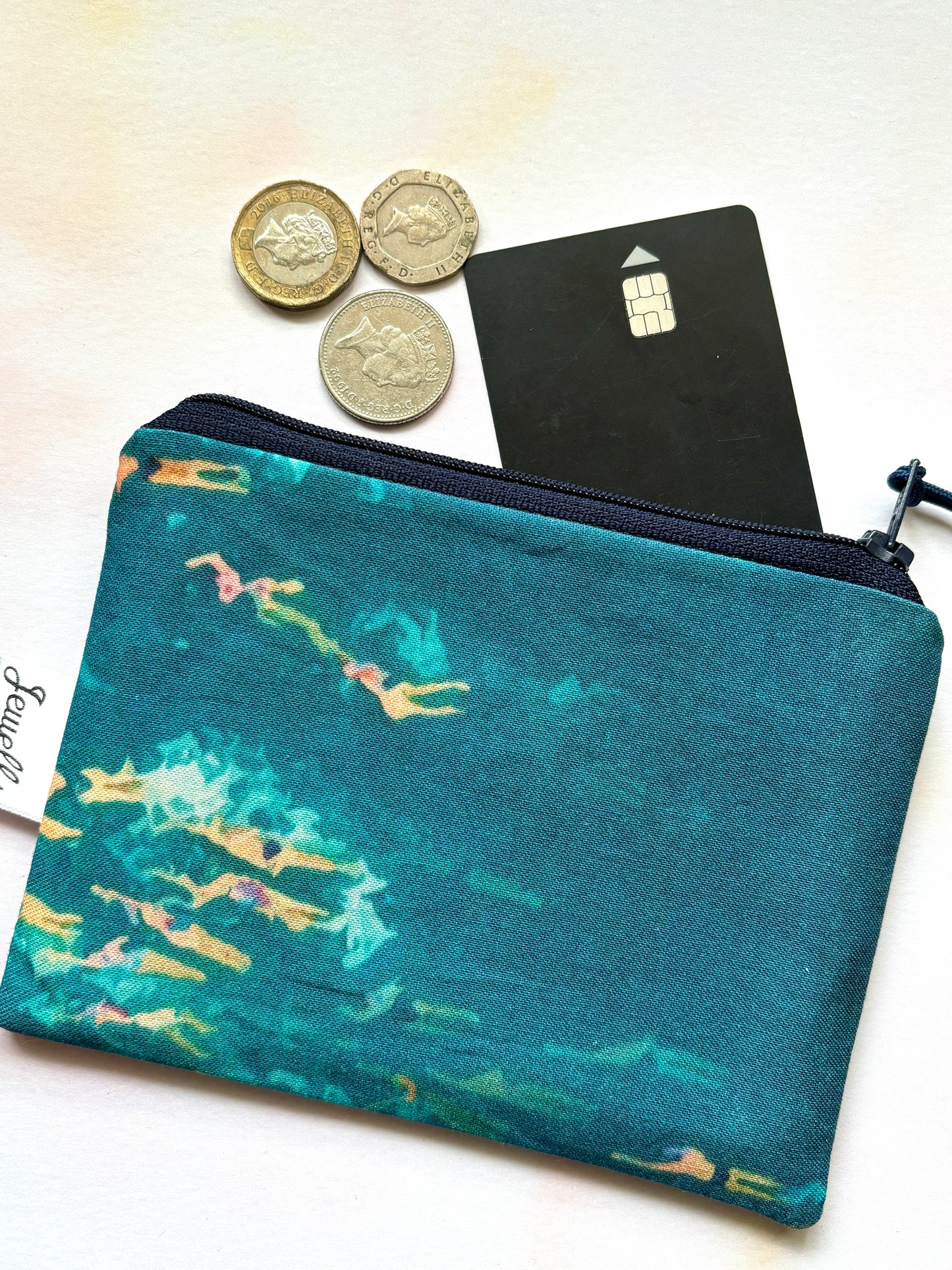 Zipped Swimmers Pattern Fabric Purse