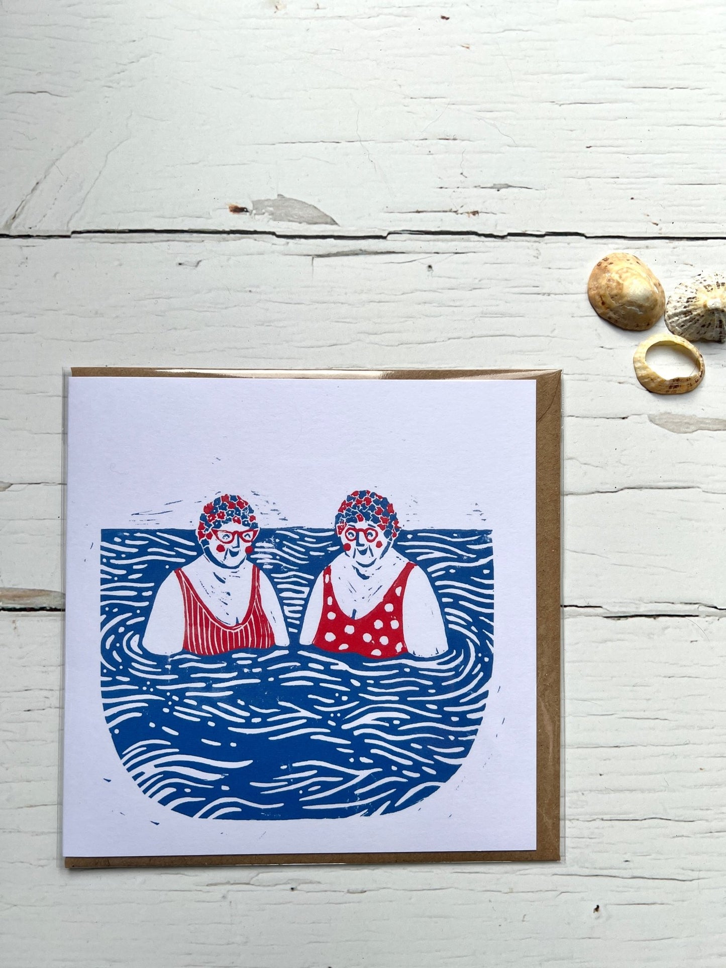 Swimming Ladies Greetings Card - Readymoney Beach Shop