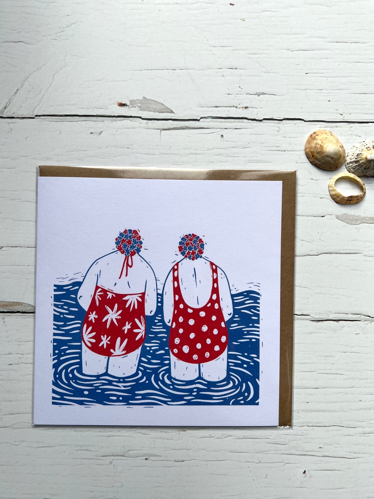 Swimming Ladies Greetings Card - Readymoney Beach Shop
