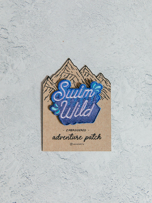 Wild Swimming Adventure Embroidered Iron-On Patch