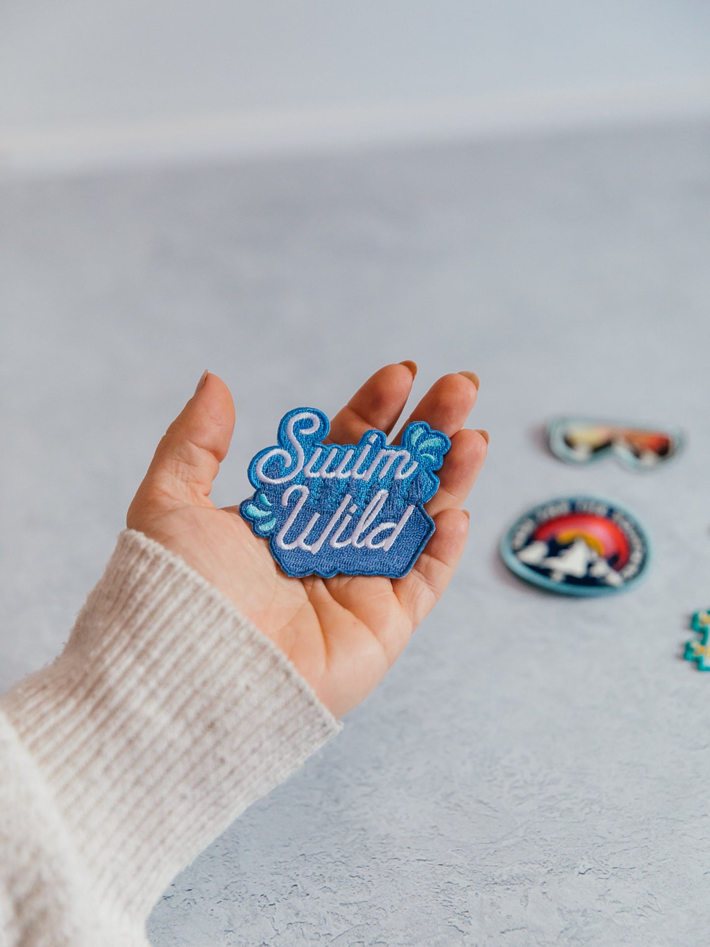 Wild Swimming Adventure Embroidered Iron-On Patch