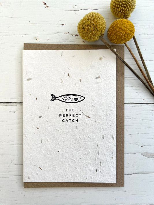 The Perfect Catch Eco Greetings Card Embedded with Meadow Seeds - Readymoney Beach Shop