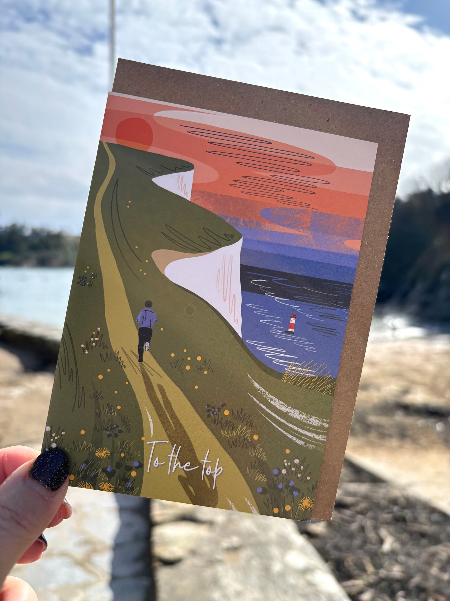 To The Top  - Coast Path Running Greetings Card