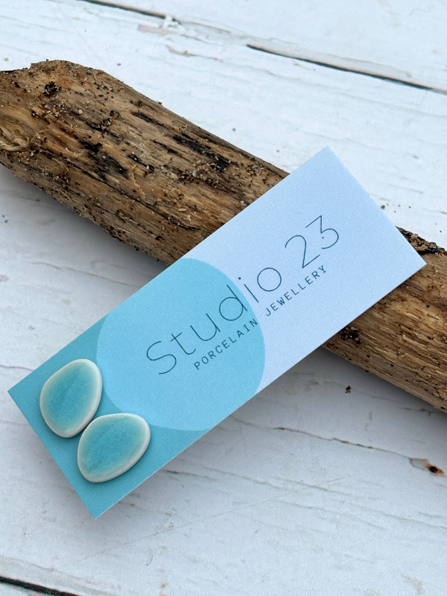 Handmade Glazed Porcelain Pebble Stud Earrings
