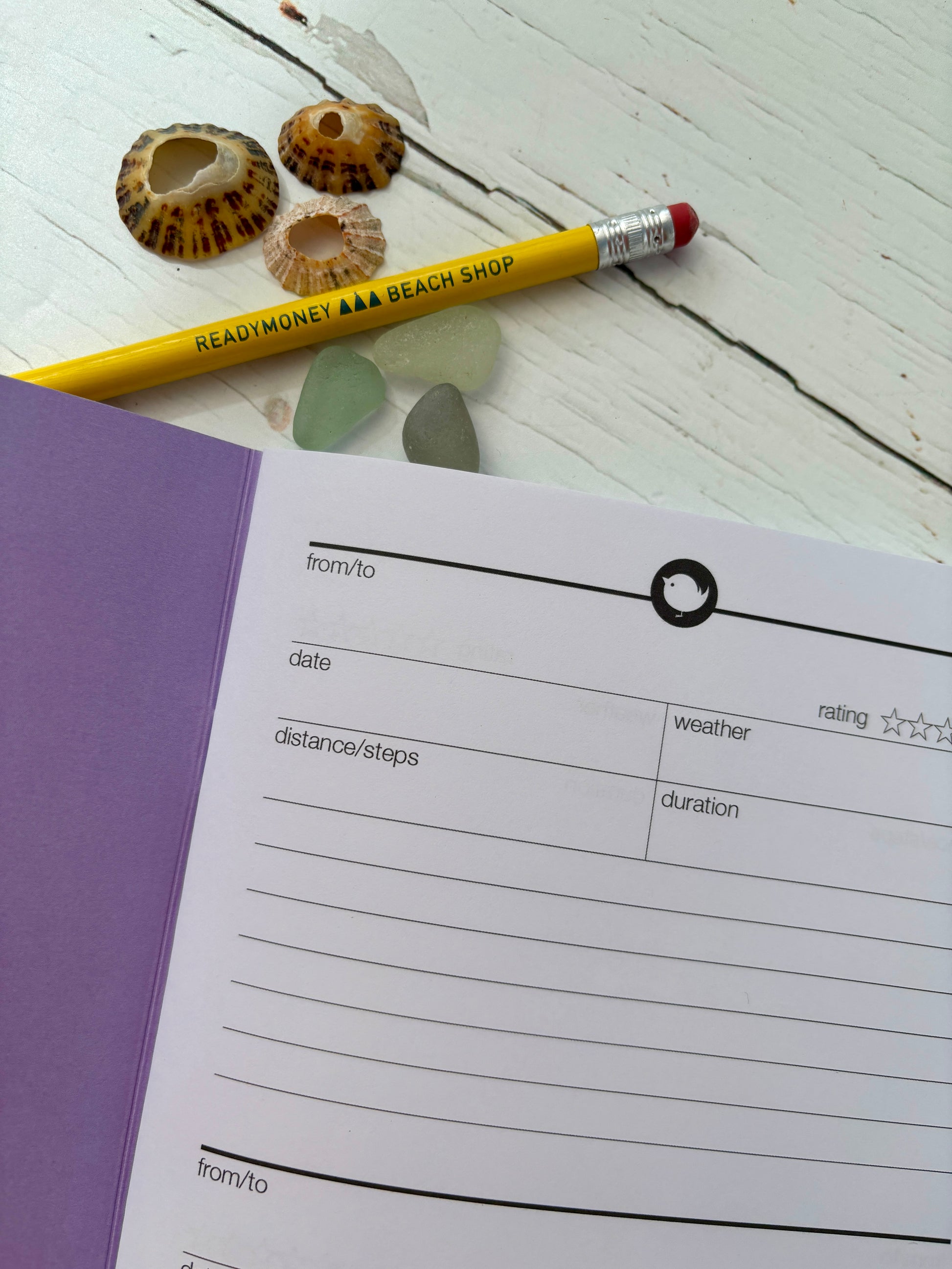 walking logbook detail - hike diary with route tracker date distance weather duration rating fields & lined notes