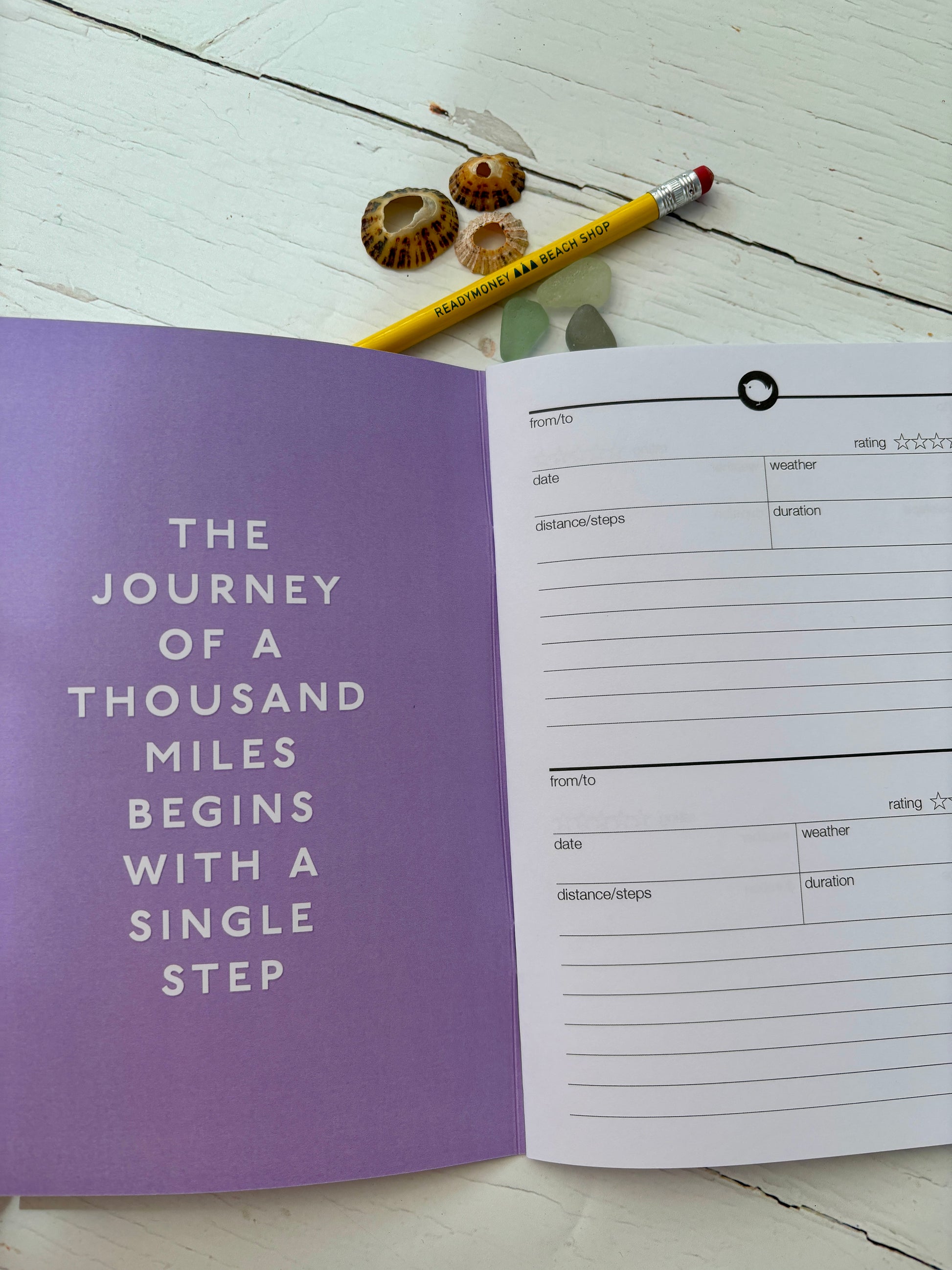 walking logbook interior pages - hike diary journal with route tracker distance weather rating & notes organizer