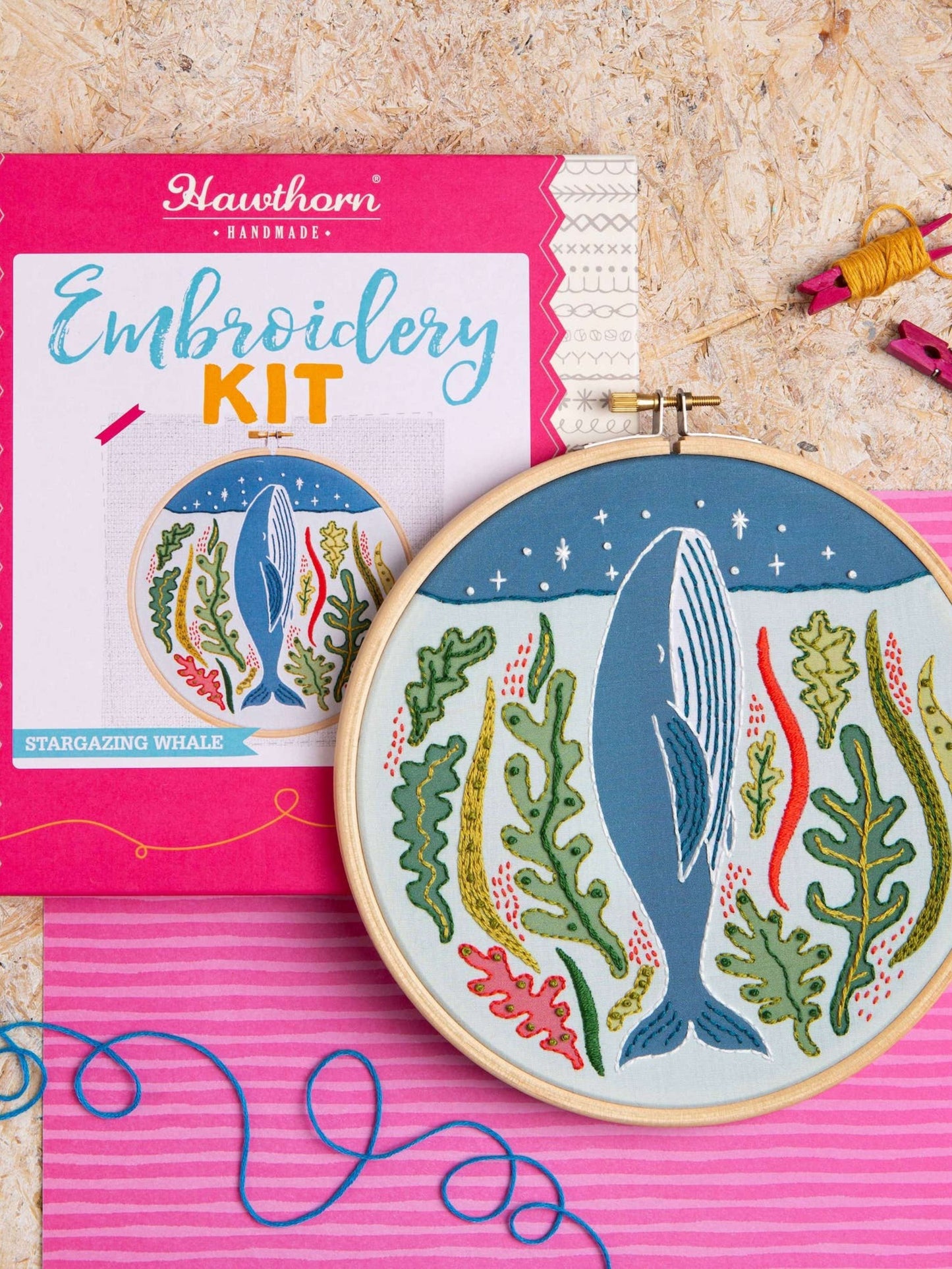 Stargazing Whale Embroidery Kit | Beginner Craft Kit