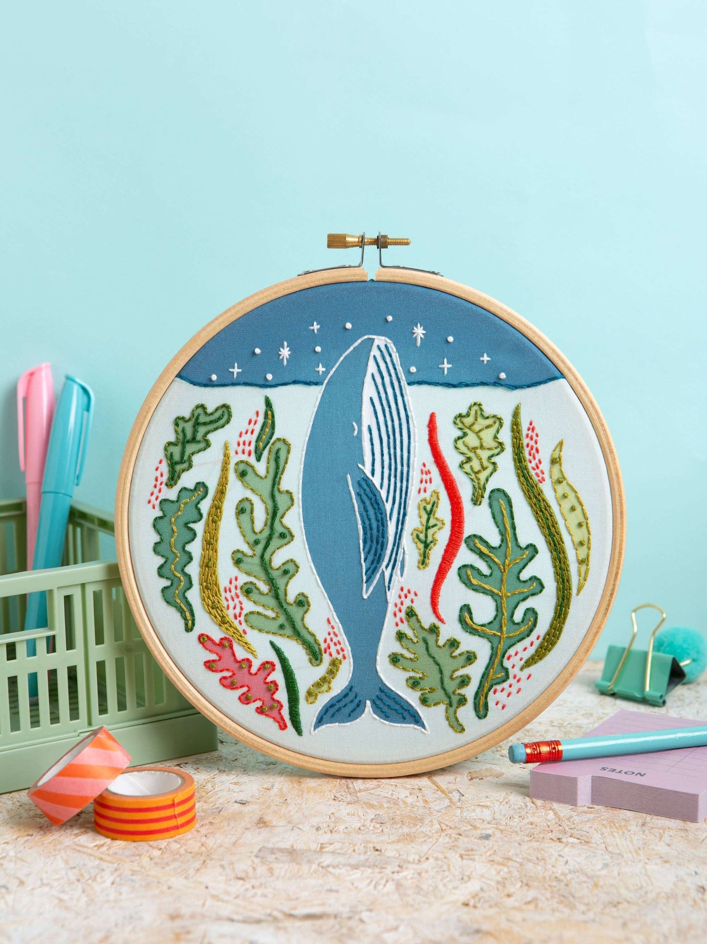 Stargazing Whale Embroidery Kit | Beginner Craft Kit