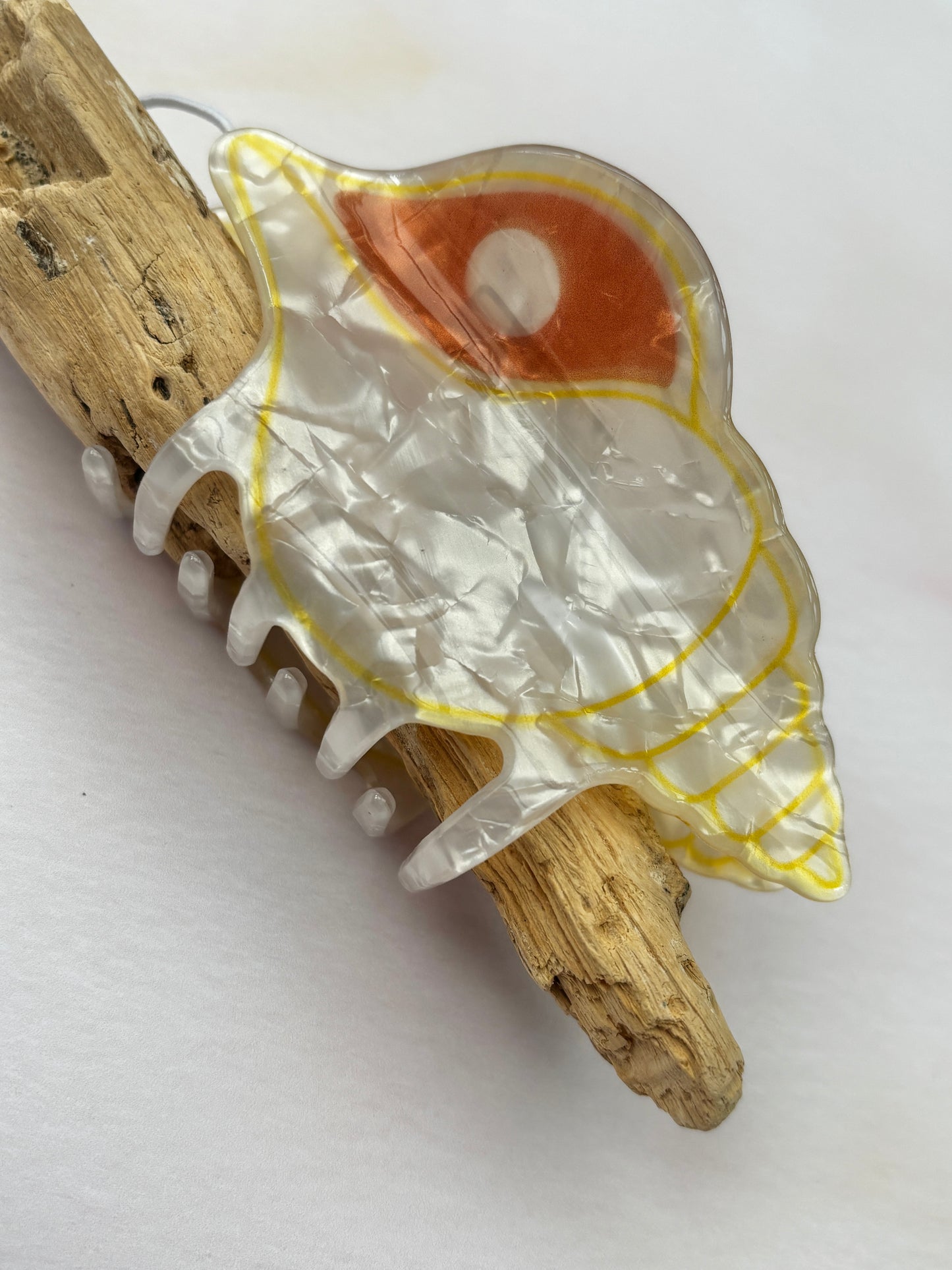 White Shimmer Shell Hair Claw
