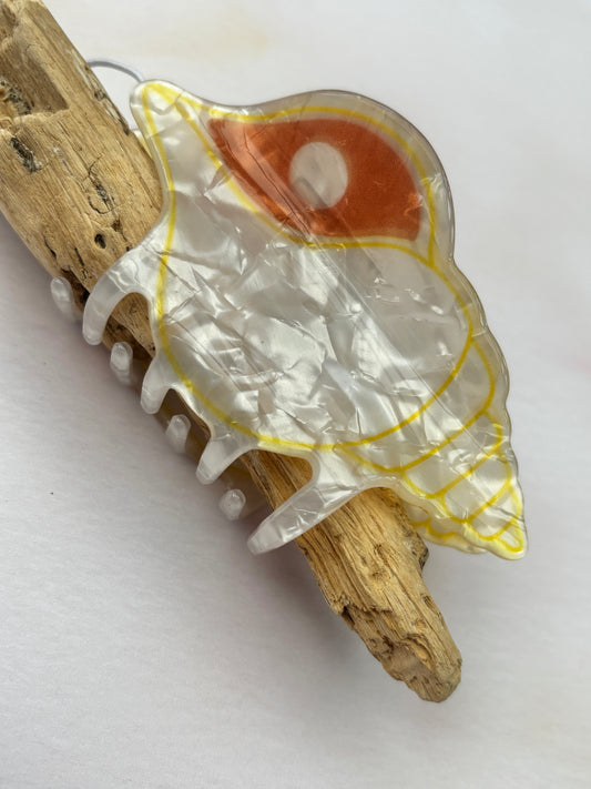 White Shimmer Shell Hair Claw