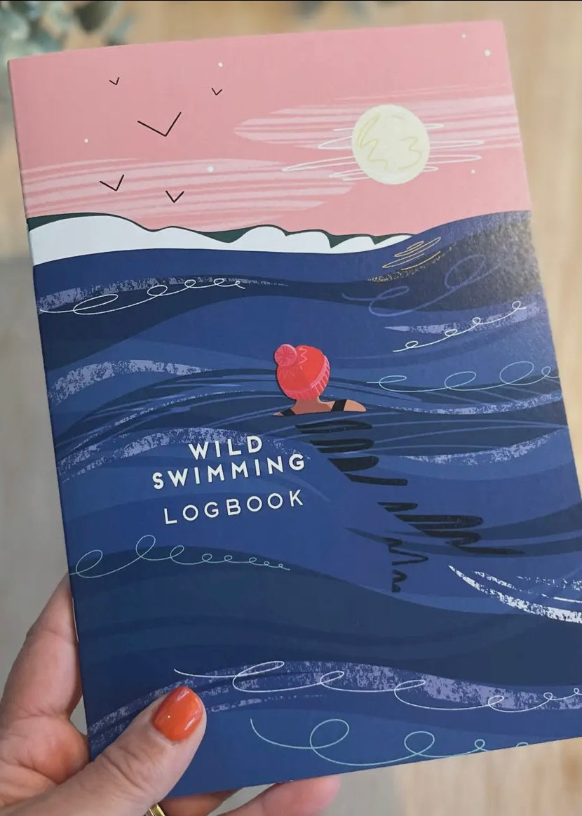 wild swimming logbook with illustrated cover—track coastal swims in this adventure-inspired swim diary
