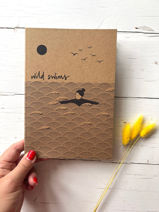 Wild Swims Print Kraft A5 Ruled Notebook - Readymoney Beach Shop