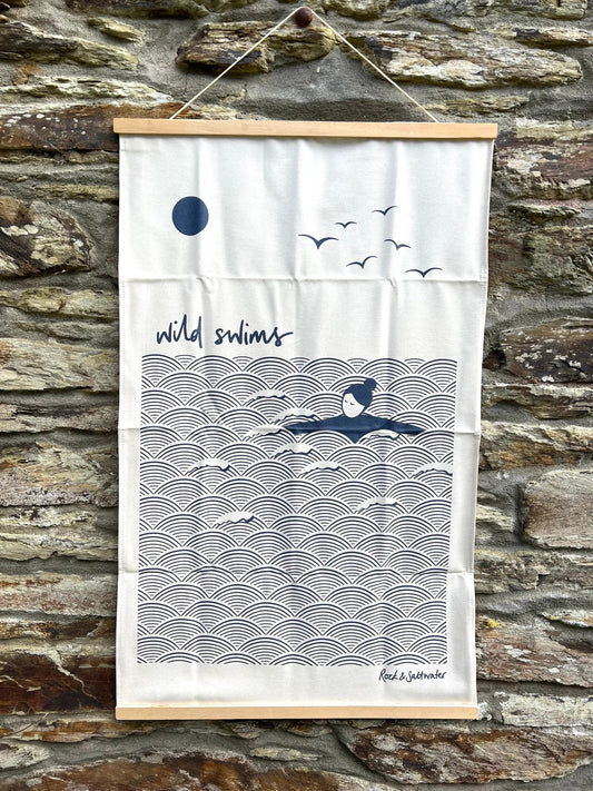 Wild Swims Tea Towel (Organic Cotton) - Readymoney Beach Shop