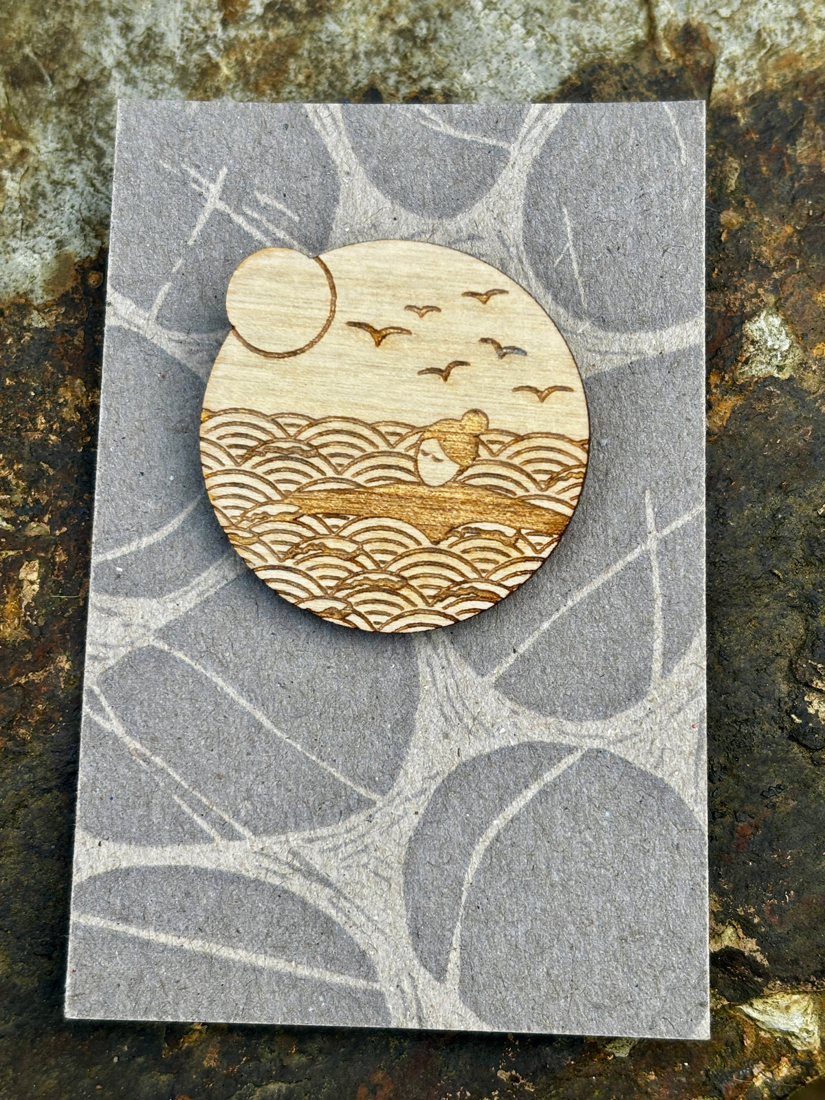 Wild Swims Wooden Pin Badge
