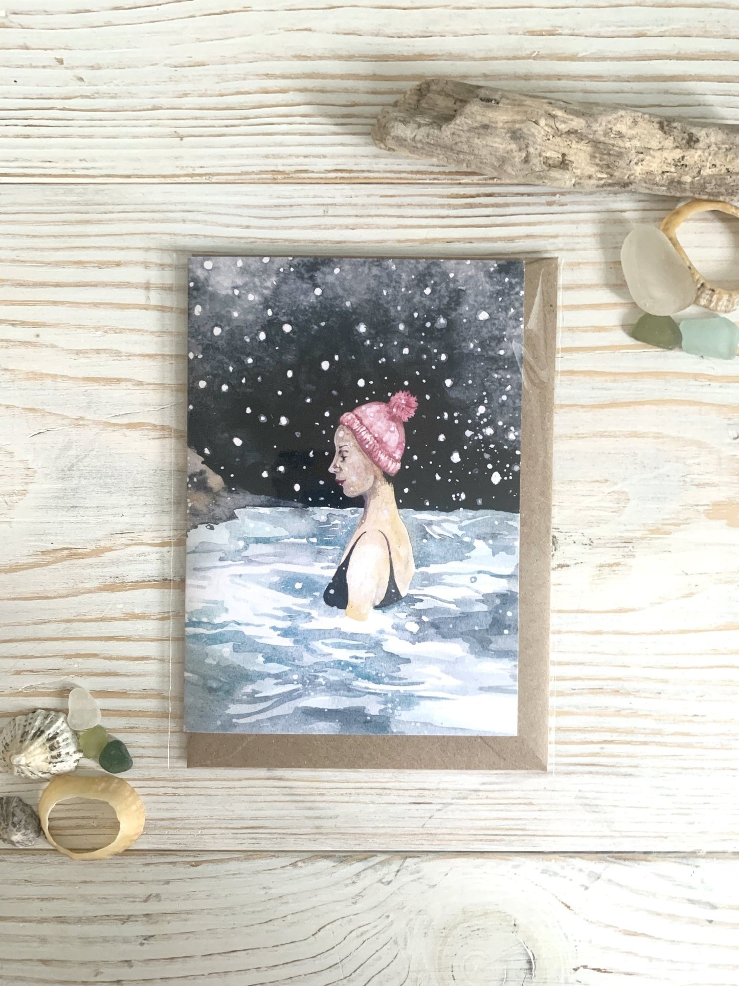 Winter Wild Swimmers Watercolour Cards - Readymoney Beach Shop