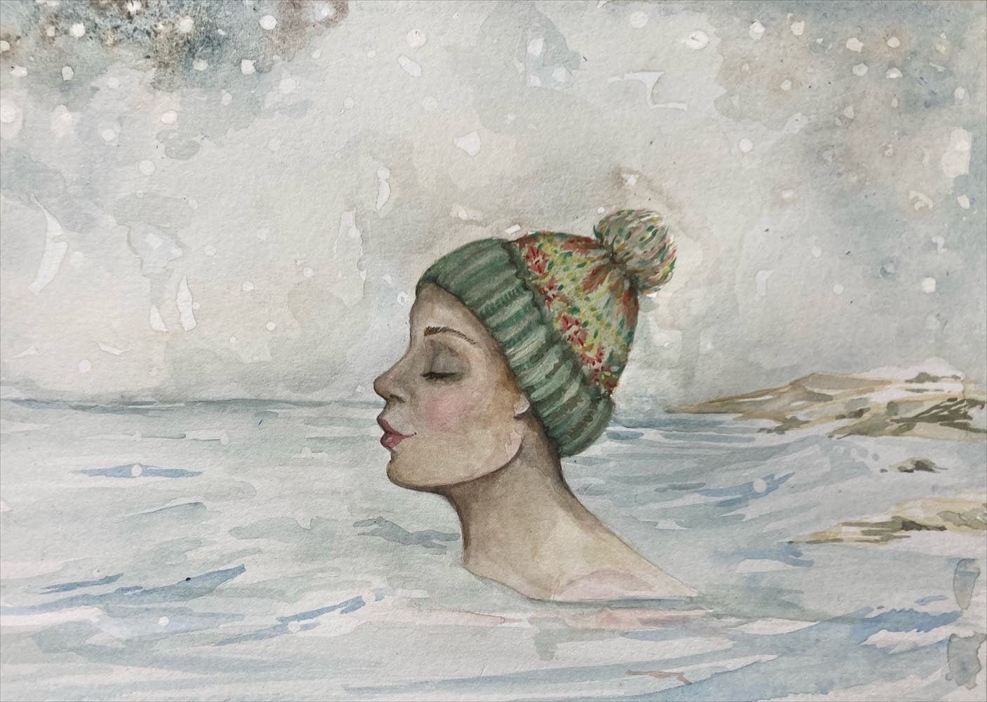 Winter Wild Swimmers Watercolour Cards - Readymoney Beach Shop