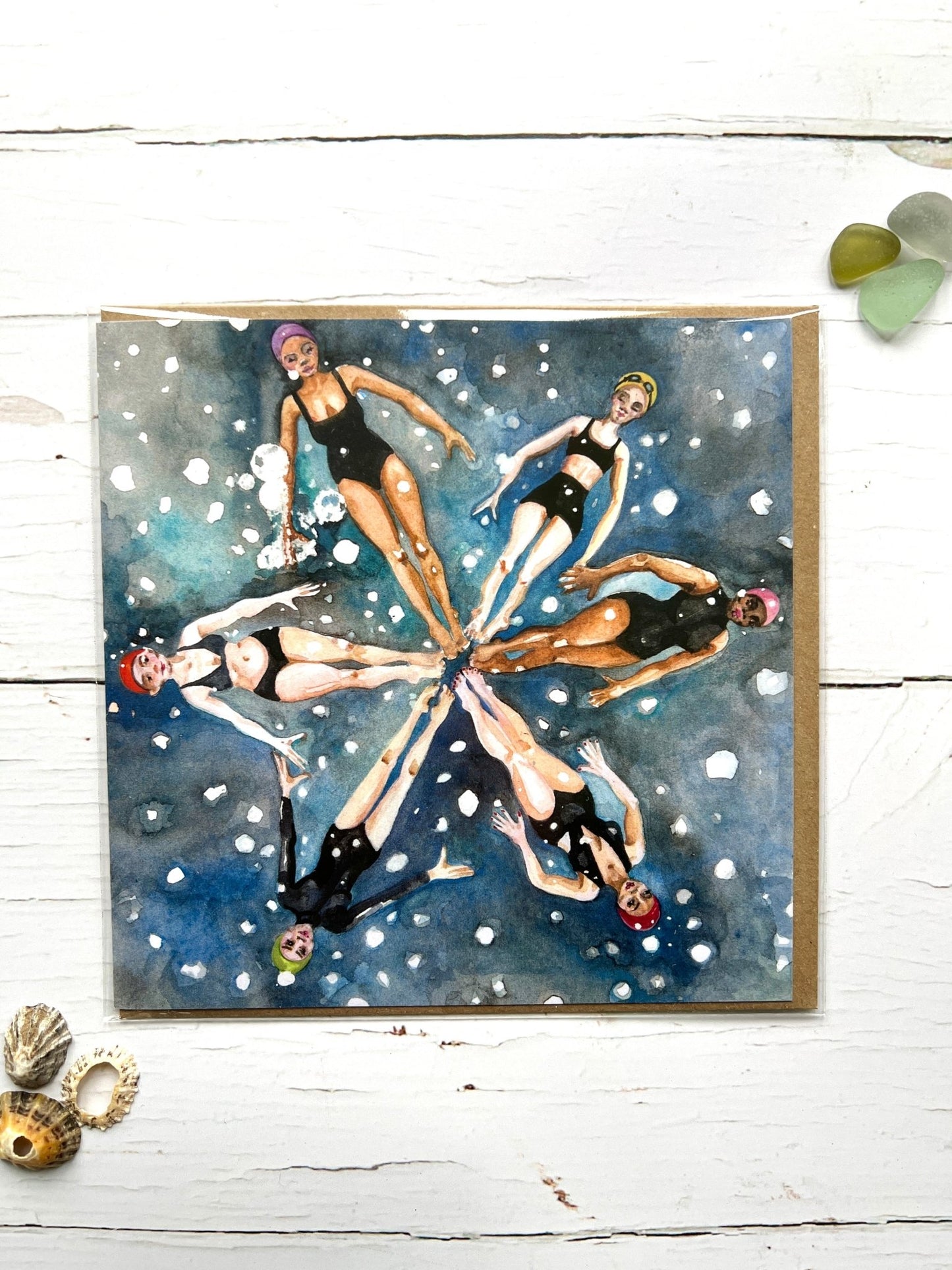 Winter Wild Swimmers Watercolour Cards - Readymoney Beach Shop