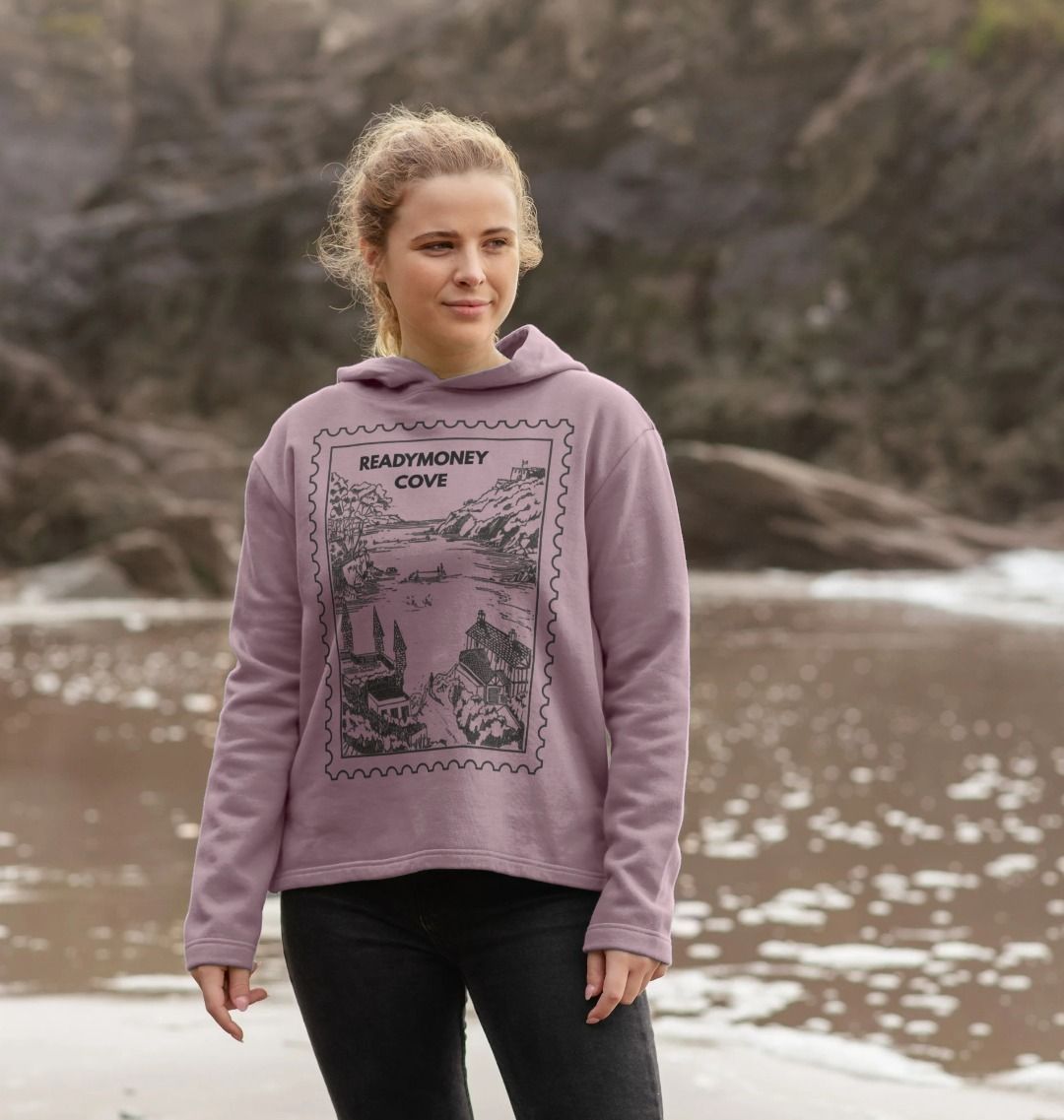 mauve oversized hoodie – cozy pullover with Readymoney Cove stamp, soft coastal sweatshirt for seaside escapes