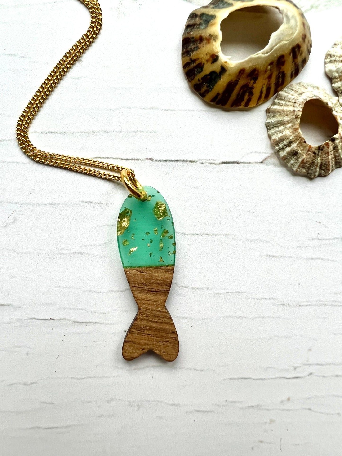 Wood & Resin Fish Pendant Necklace - Readymoney Beach Shop