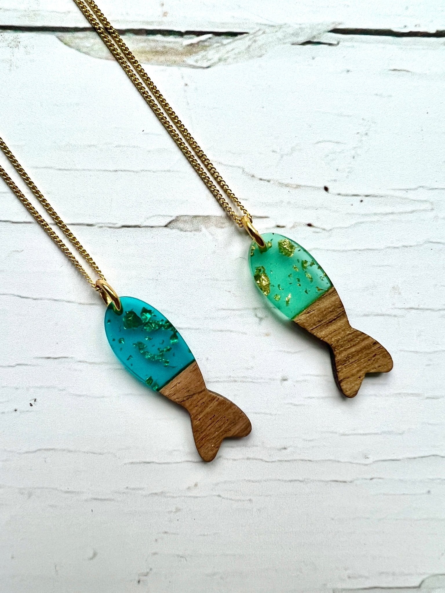 Wood & Resin Fish Pendant Necklace - Readymoney Beach Shop