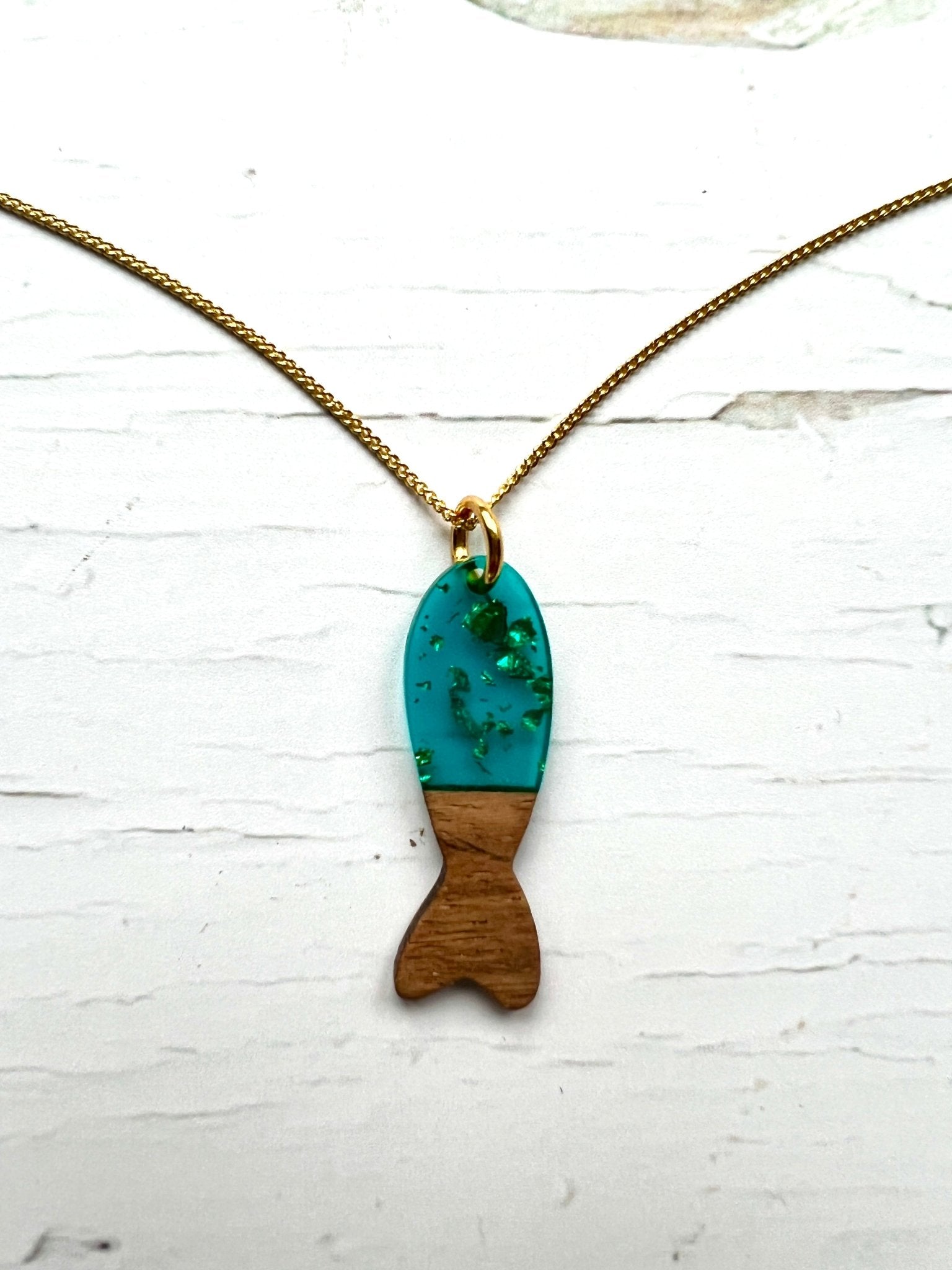 Wood & Resin Fish Pendant Necklace - Readymoney Beach Shop