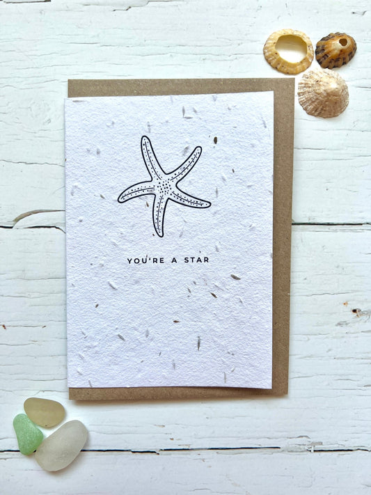 You're A Star - Starfish Greetings Card Embedded with Meadow Seeds - Readymoney Beach Shop