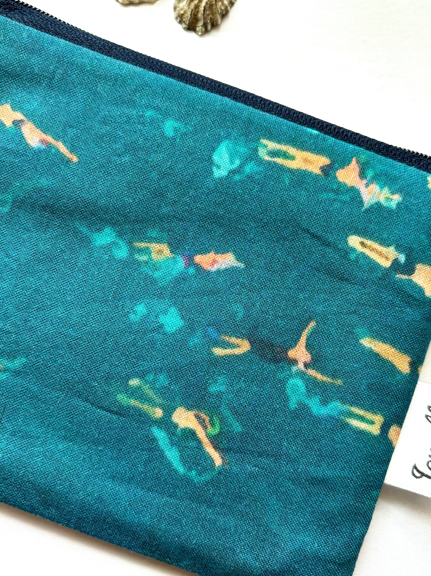 Zipped Swimmers Pattern Fabric Purse