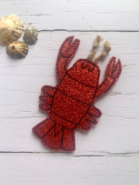 Sparkly red Cornish lobster magnet