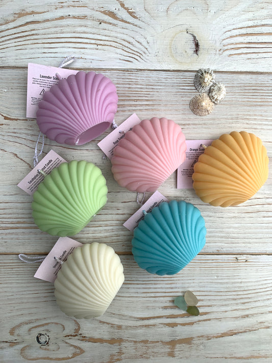Handpoured large coloured shell candles
