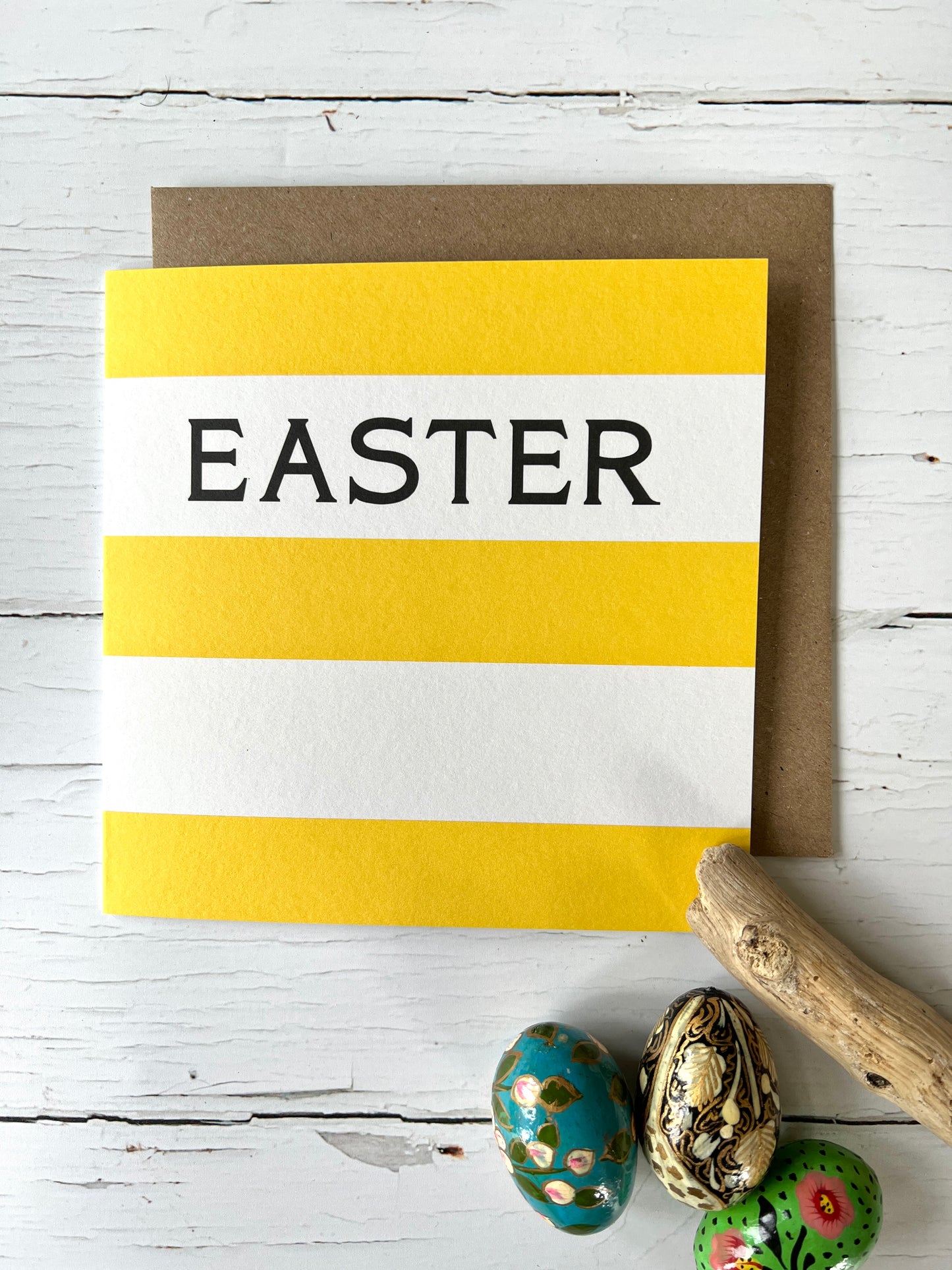 Easter Card Yellow Stripes