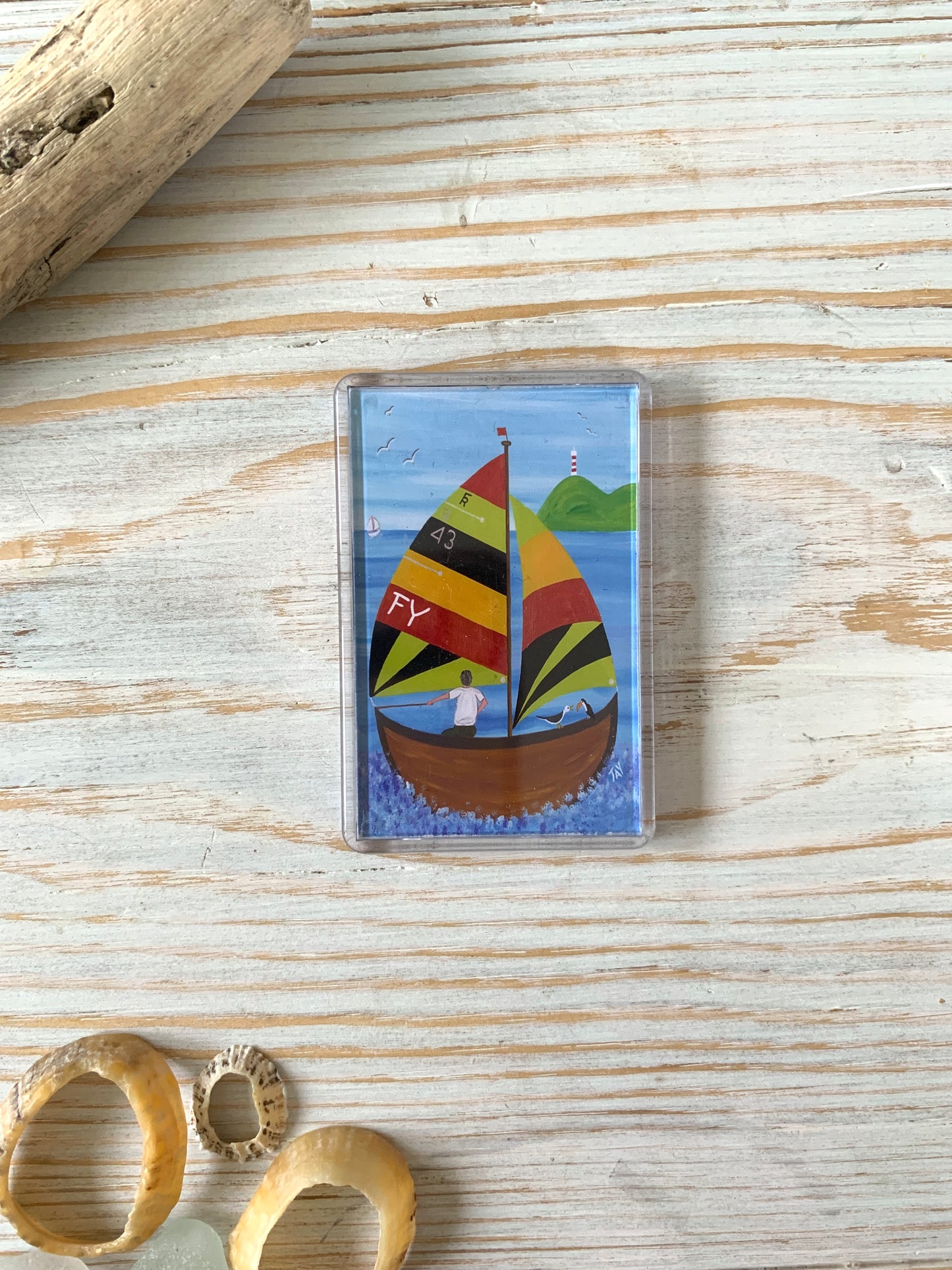 Fridge magnet depicting Fowey River sailing boat 