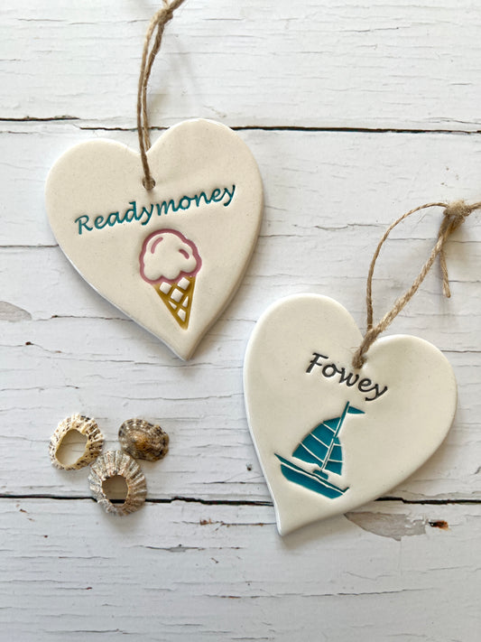 Ceramic Art Readymoney & Fowey Heart Decoration