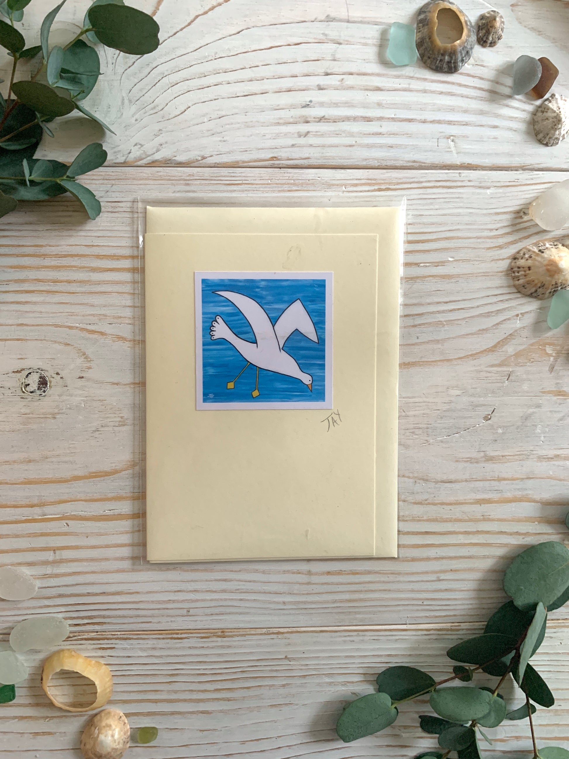 Greetings card with painting of seagull