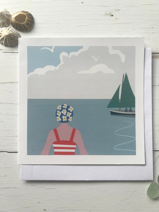 The Swimmer & The Boat Greetings Card