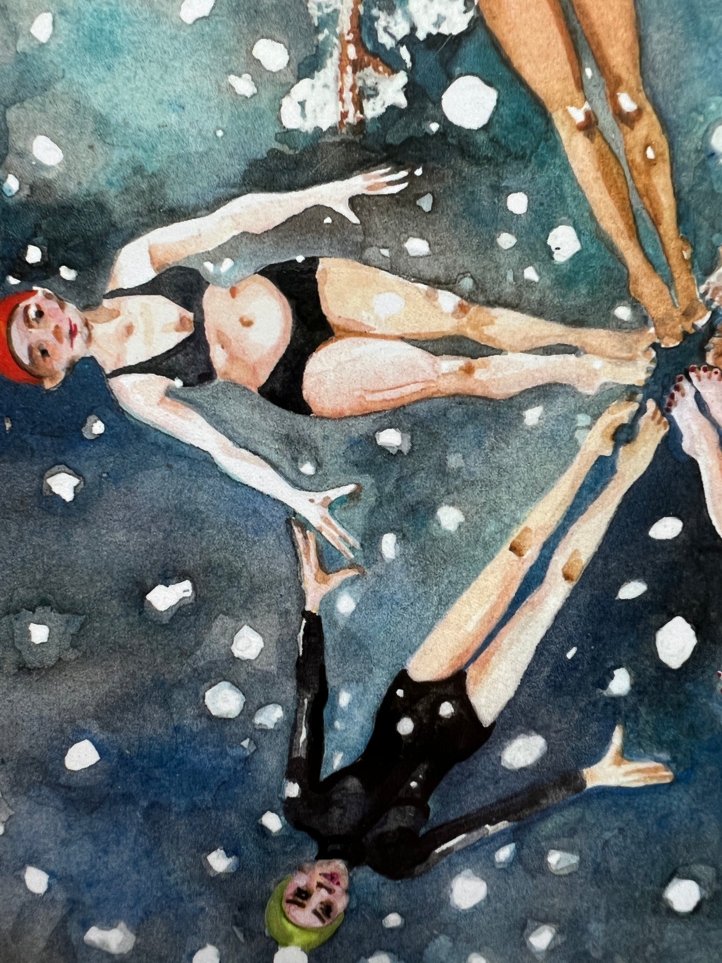 Winter Wild Swimmers Watercolour Cards