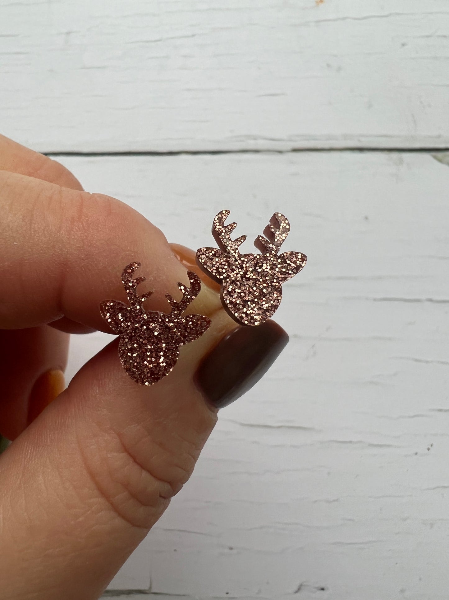 Sparkly Festive Christmas Stud Earrings: Tree, Reindeer or Snowflake