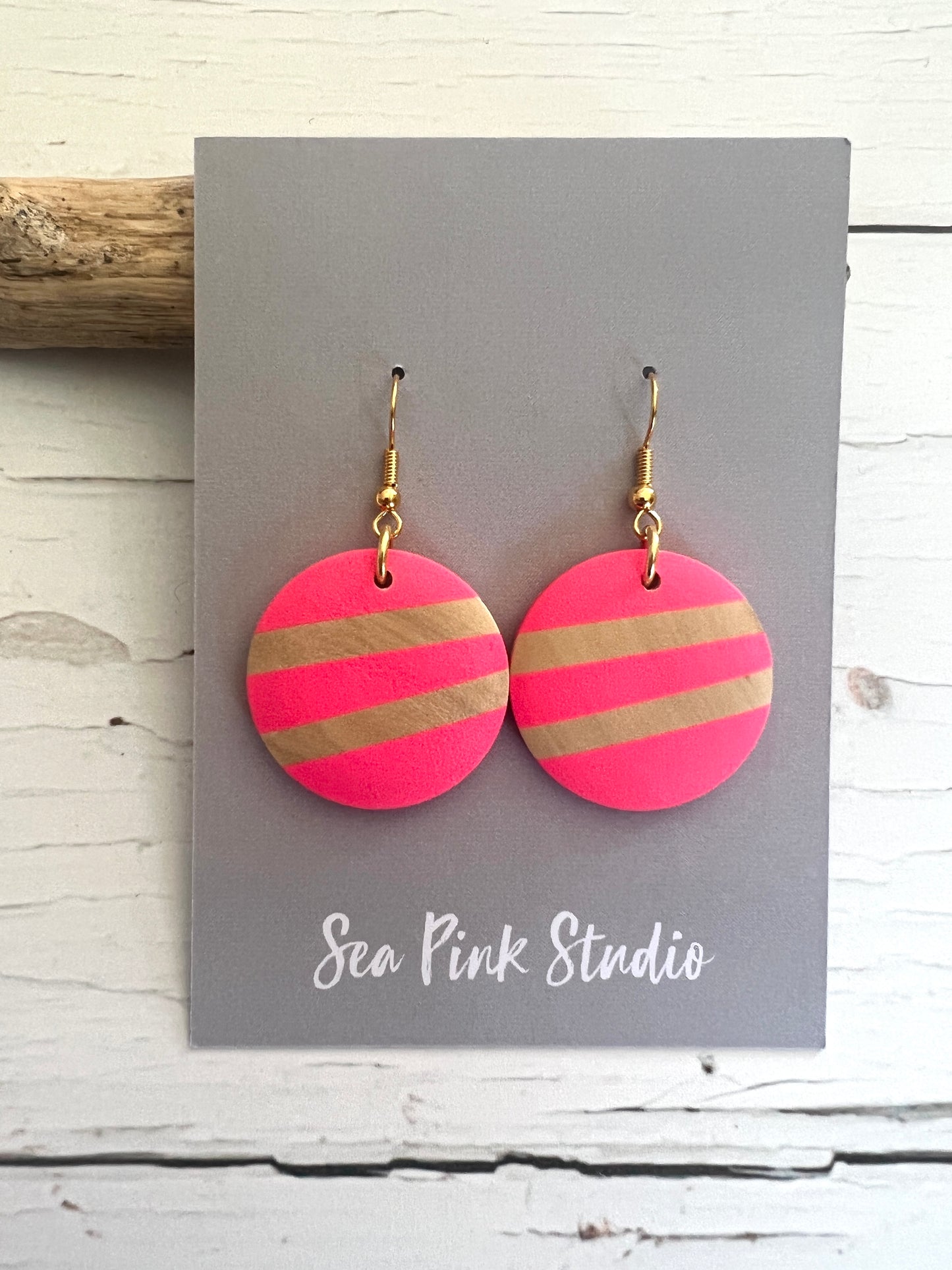 Hand-painted Wooden Bead Statement Earrings
