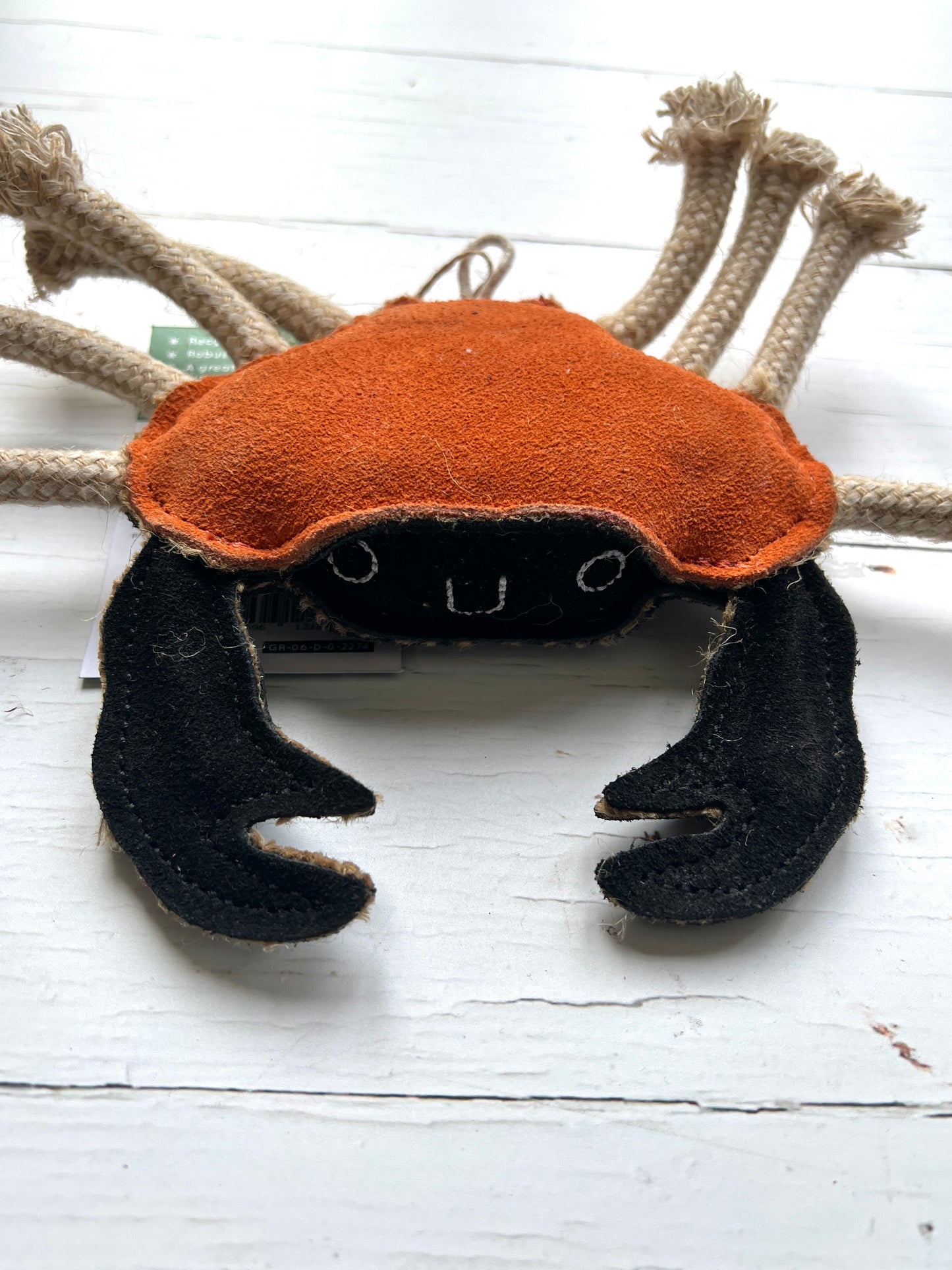 eco friendly dog toys, jute & suede: crab 