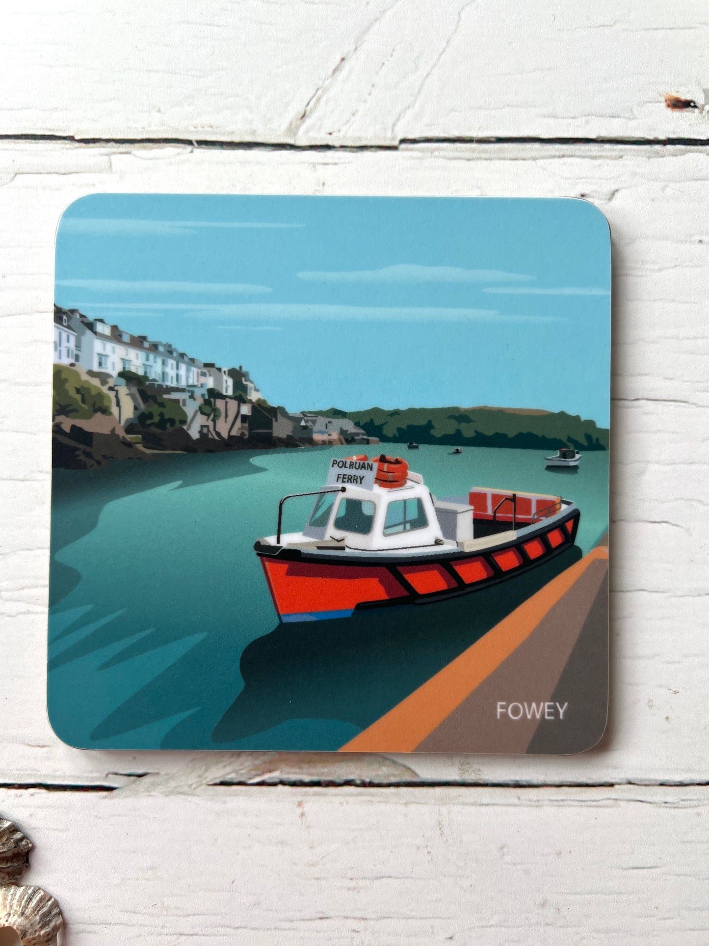 Readymoney Cove & Fowey Cornwall Digital Art coasters