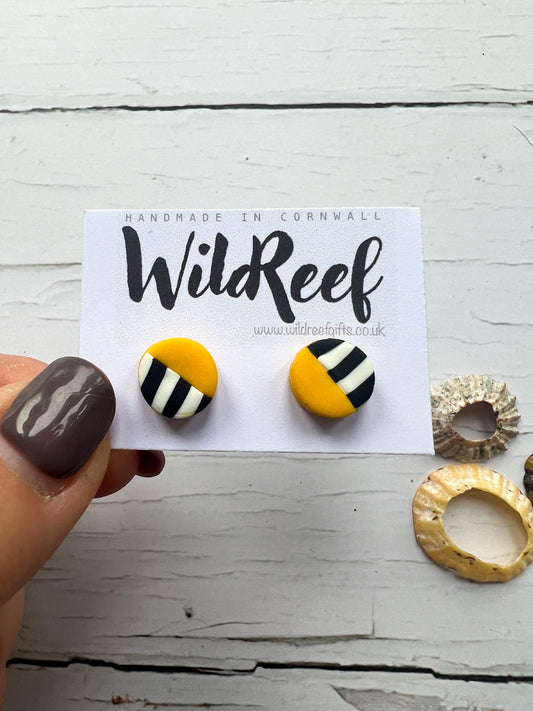 Bright Stripes Round Stud Earrings