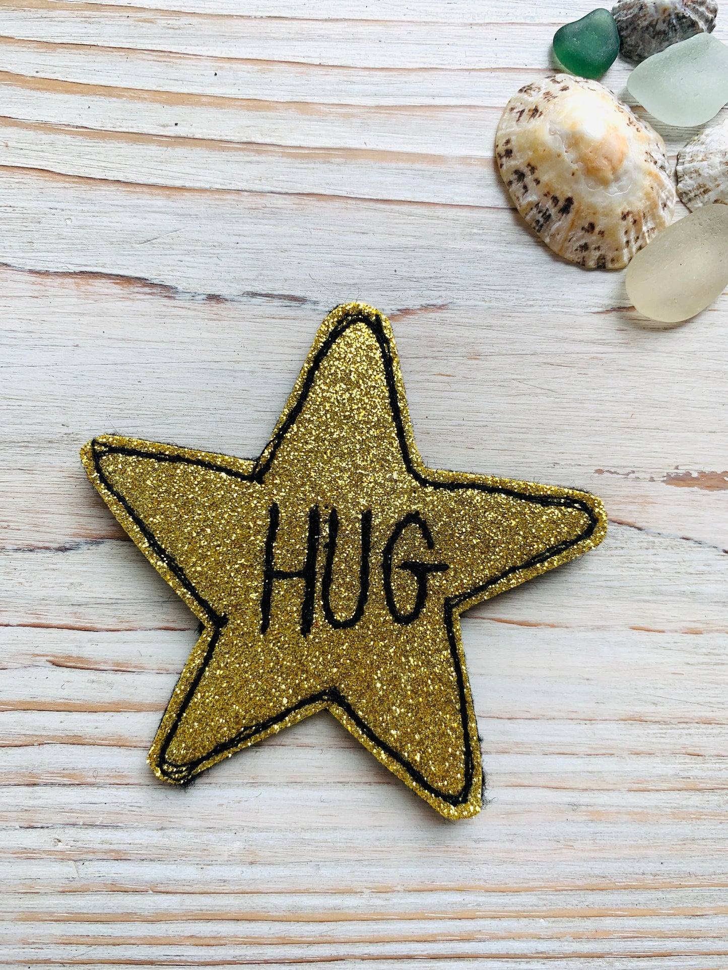 Sparkly Felt Star Hug Badge or Magnet