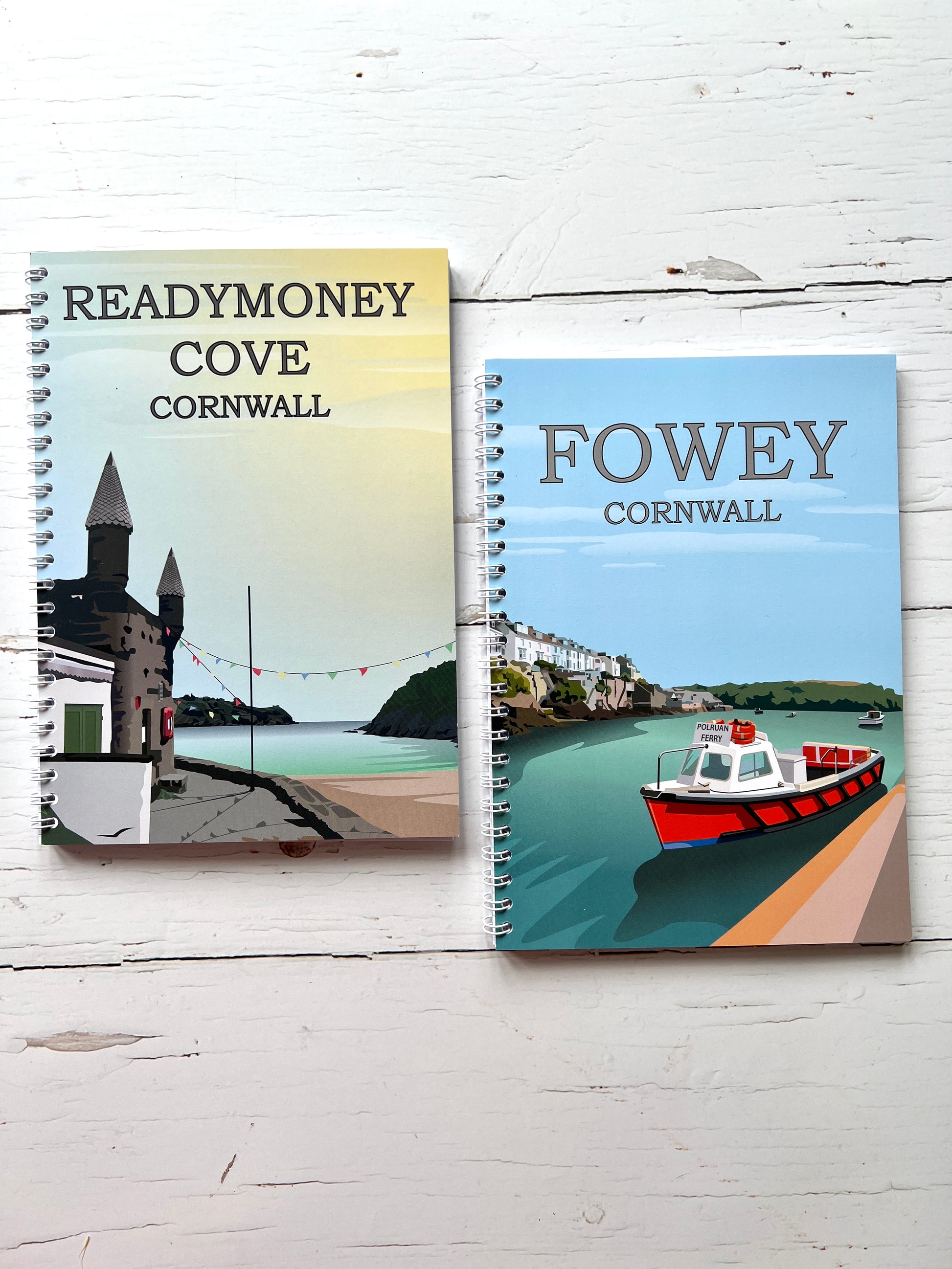 Readymoney Cove & Fowey Cornwall Digital Art A5 notebooks
