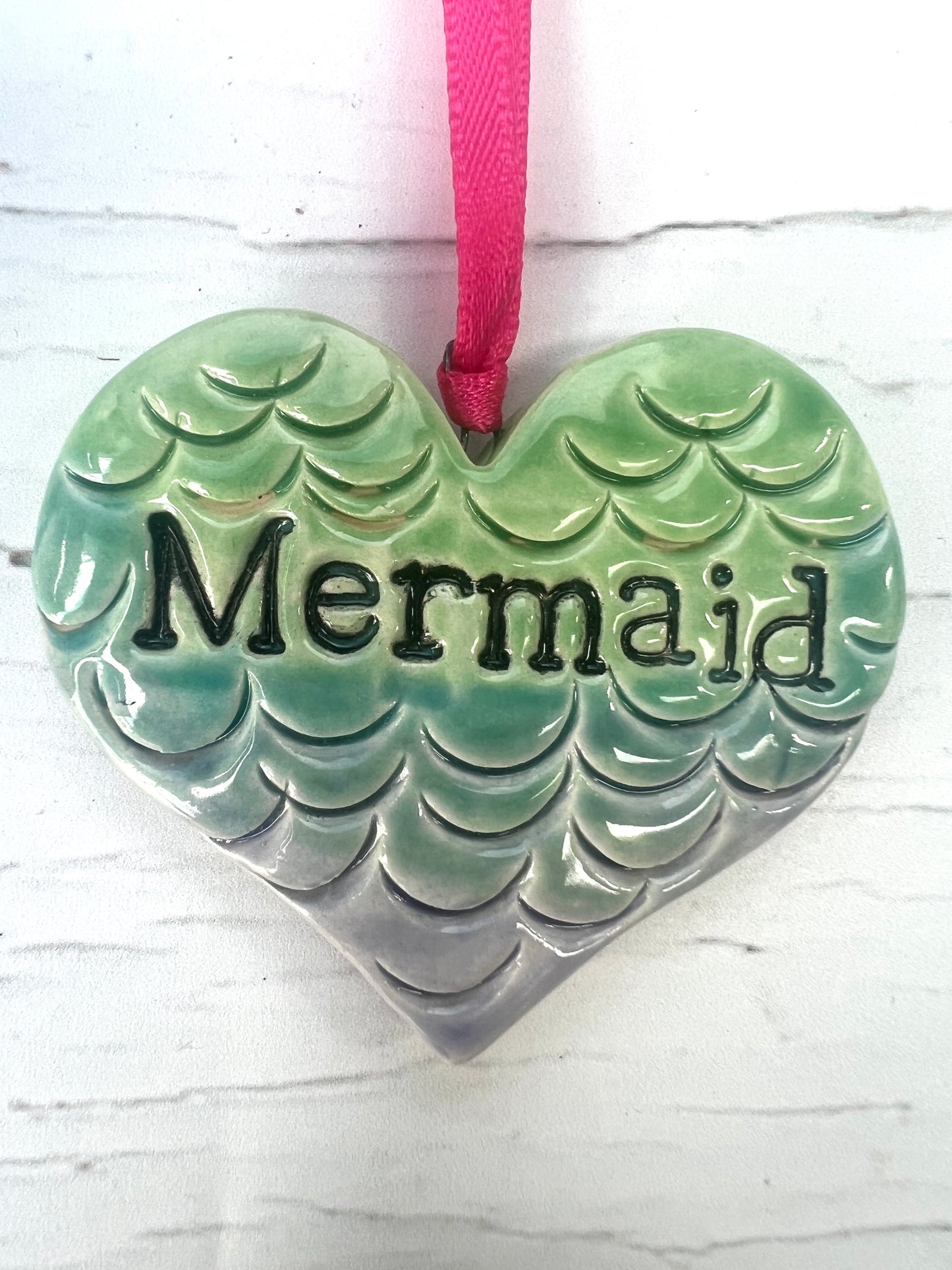 Mermaid Ceramic Heart Tag