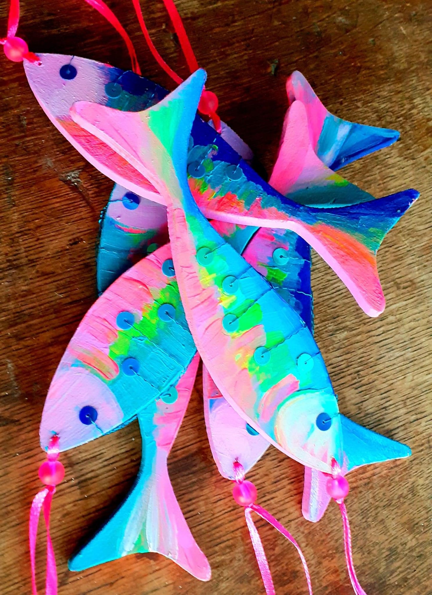 Colourful Wooden Fish Decorations